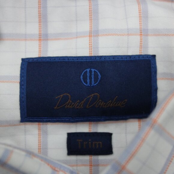David Donahue Men's Dress Shirt - White with Blue and Red Plaid - Picture 10 of 14